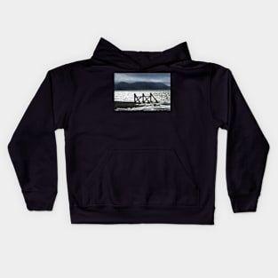 Rough weather over the dark mountains of the Isle of Arran, Scotland Kids Hoodie